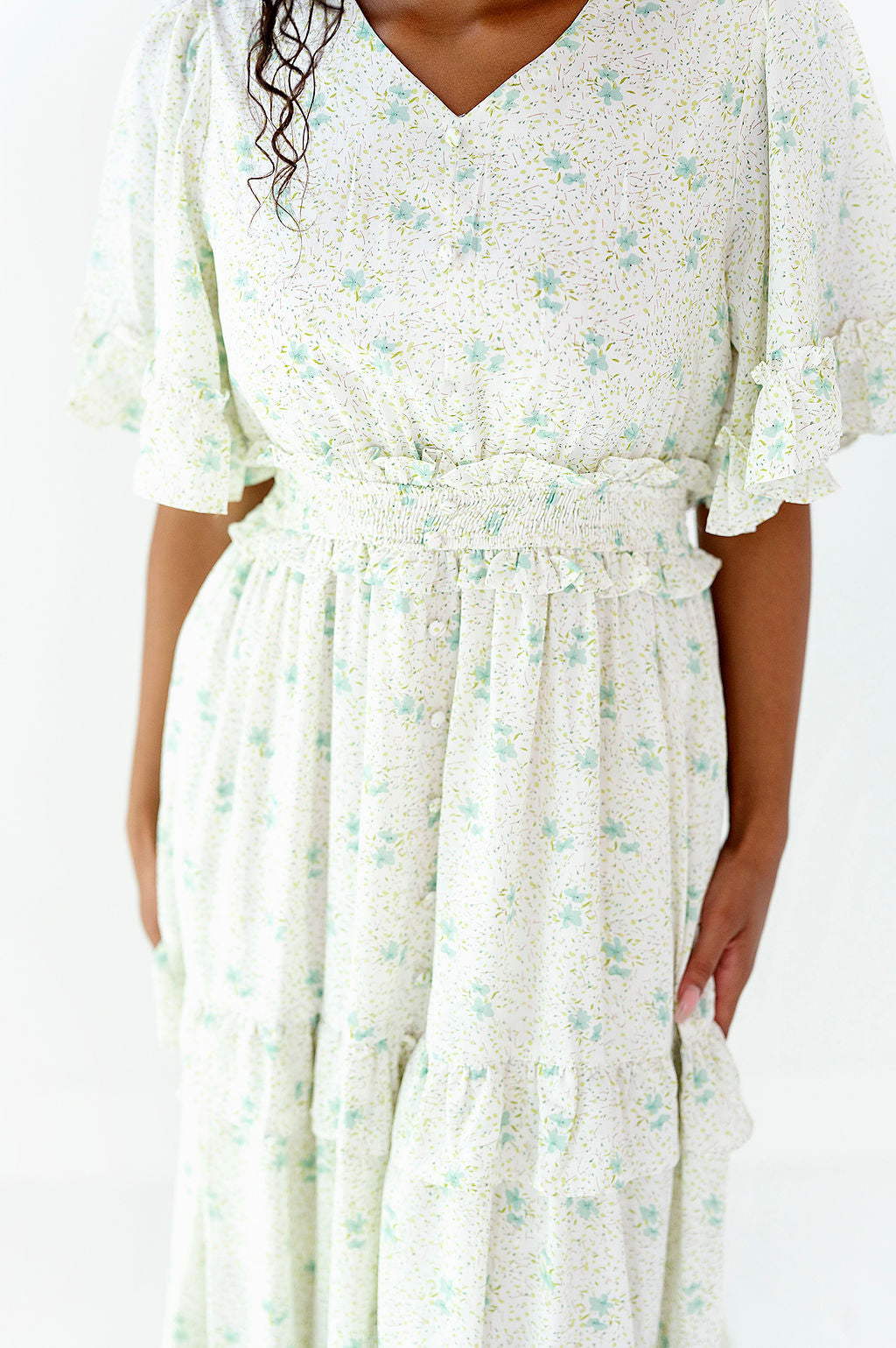 yayaq™-Aimee Floral Flutter Sleeve Dress