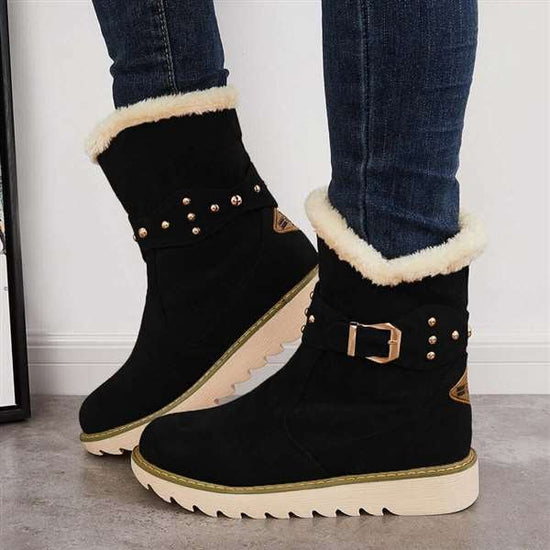 Women Winter Boots Snow Ankle Boots Warm Fur Lined Slip on Booties-yay ...