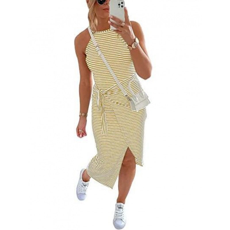 yayaq™-🔥Summer Hot Sale 😊Casual Sleeveless Striped Midi Dresses